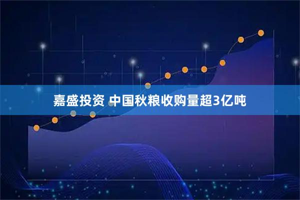 嘉盛投资 中国秋粮收购量超3亿吨